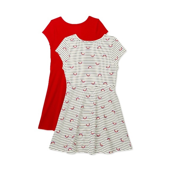 NWT Girls Short Sleeve Play Dress, 2-Pack - Picture 2 of 3